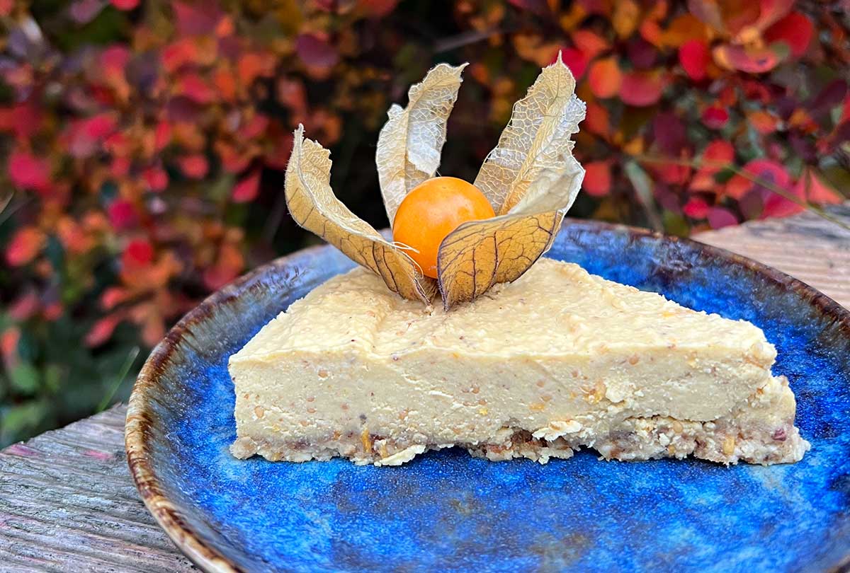 Veganský cheesecake z physalisu